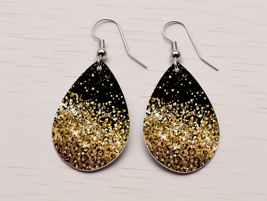 Black & Gold Glitter Earring Set