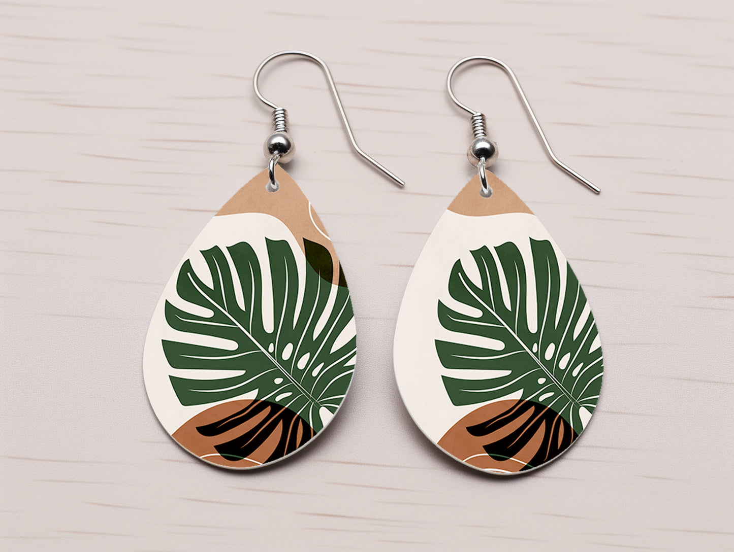 Boho Monstera Earring Set