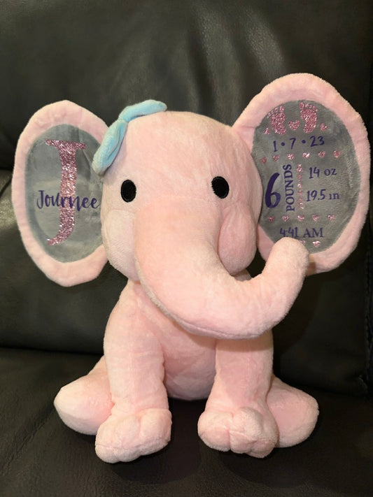 Birth Stat Elephant Stuffed Animal