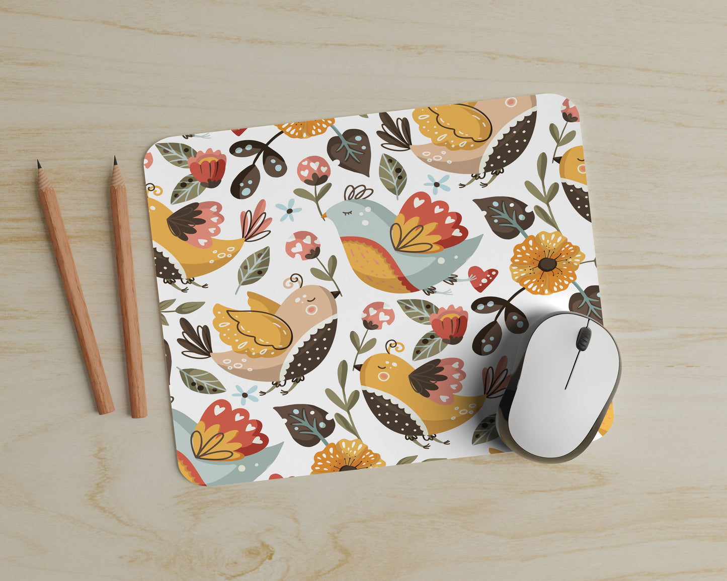 Boho Birdies & Flowers Mouse pad