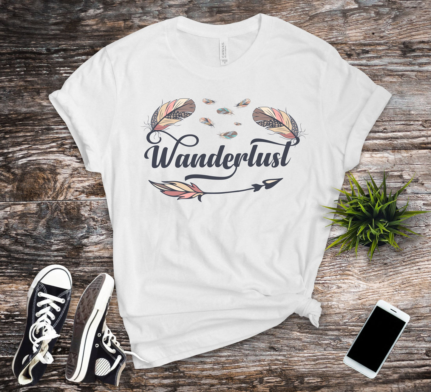 Camiseta Boho Wanderlust Plumas